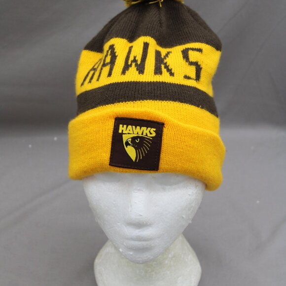 AFL Toque / Beanie - Hawthorn Hawks Wrap Graphic - Adult Stretch Fit - Picture 3 of 8